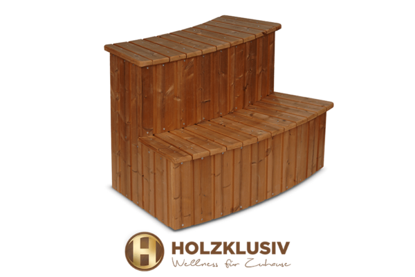 Wood-inclusive wooden staircase hot tub thermal wood